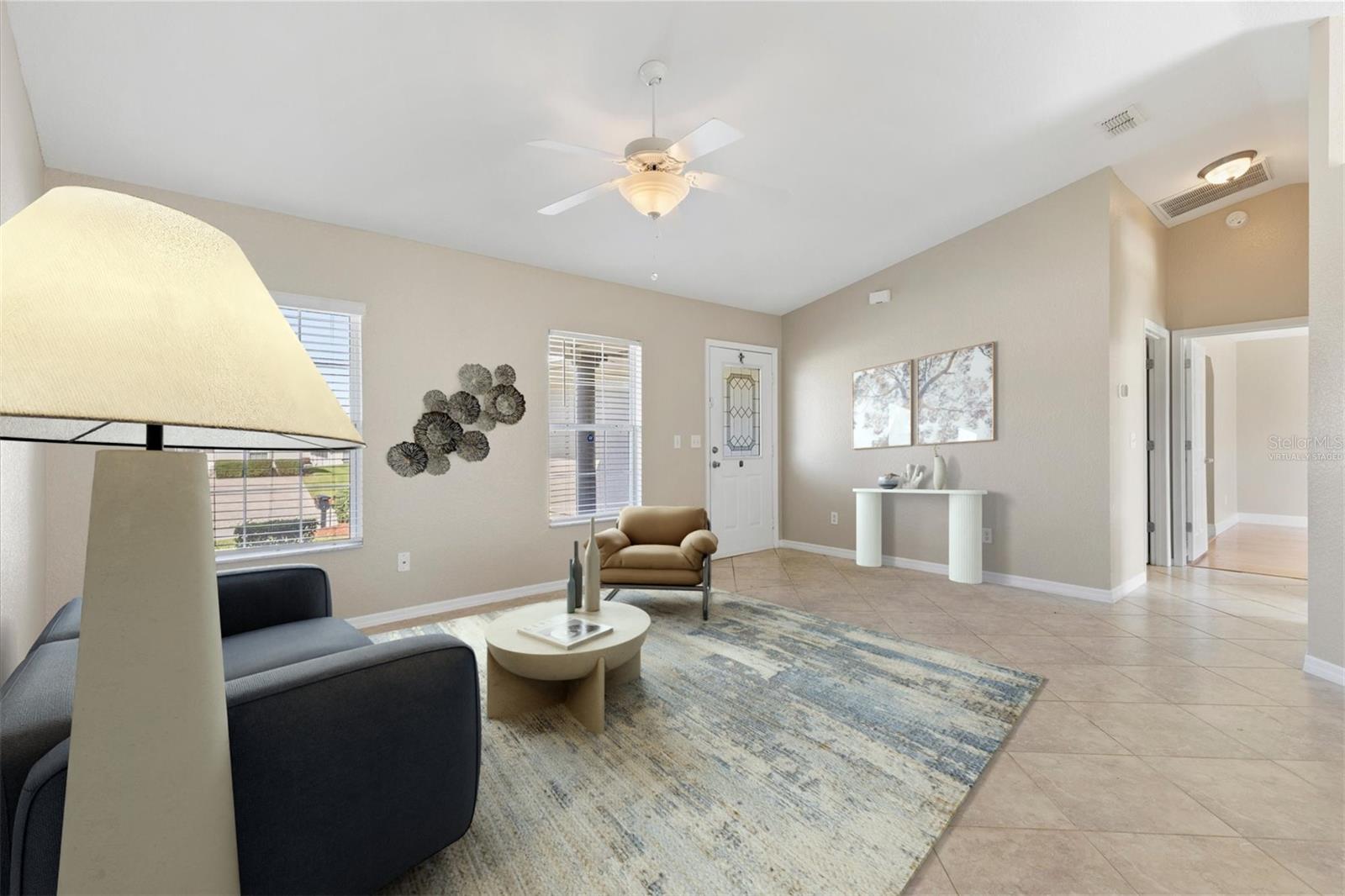 Virtually staged living room.