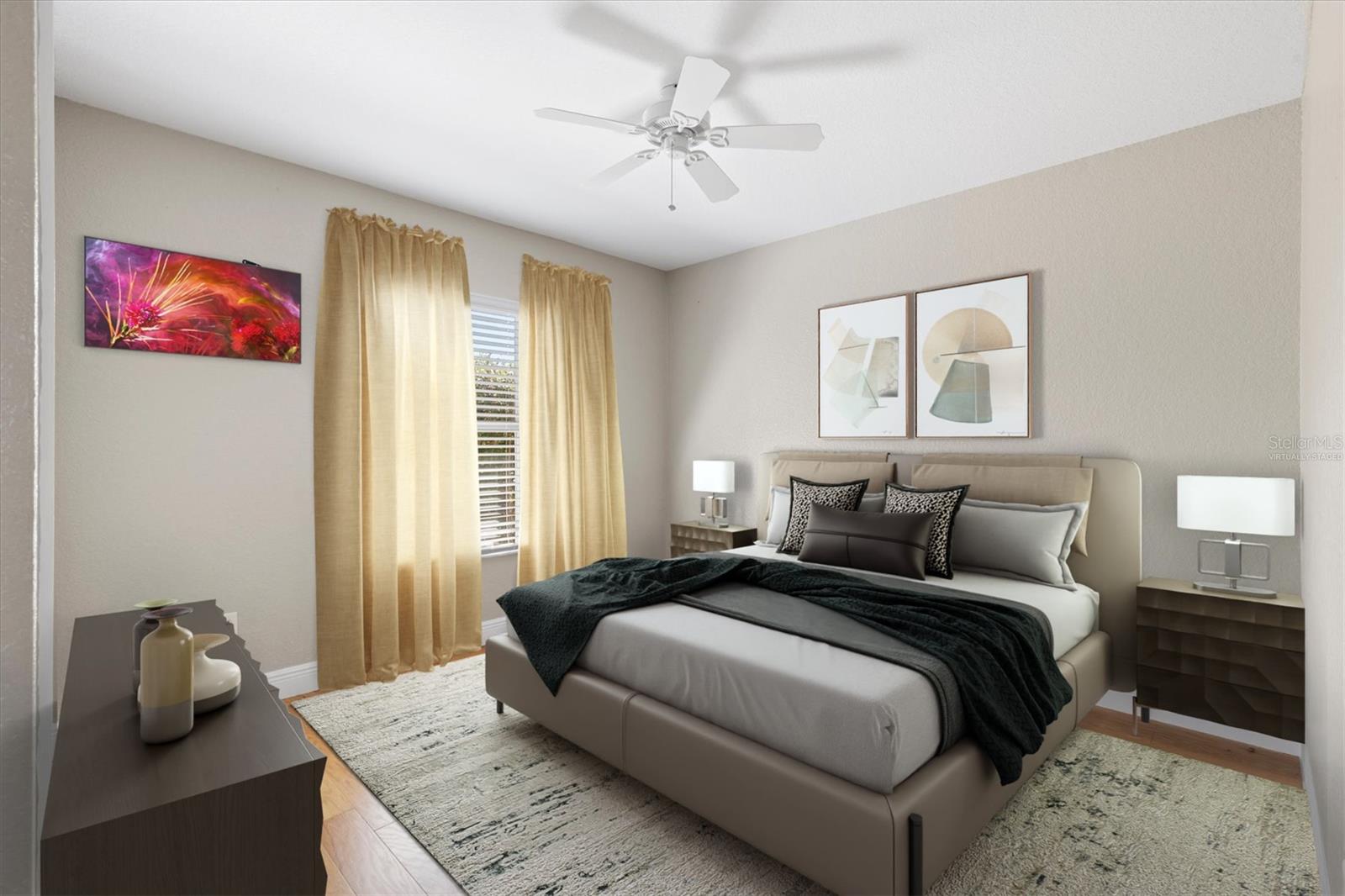Virtually staged 2nd bedroom.