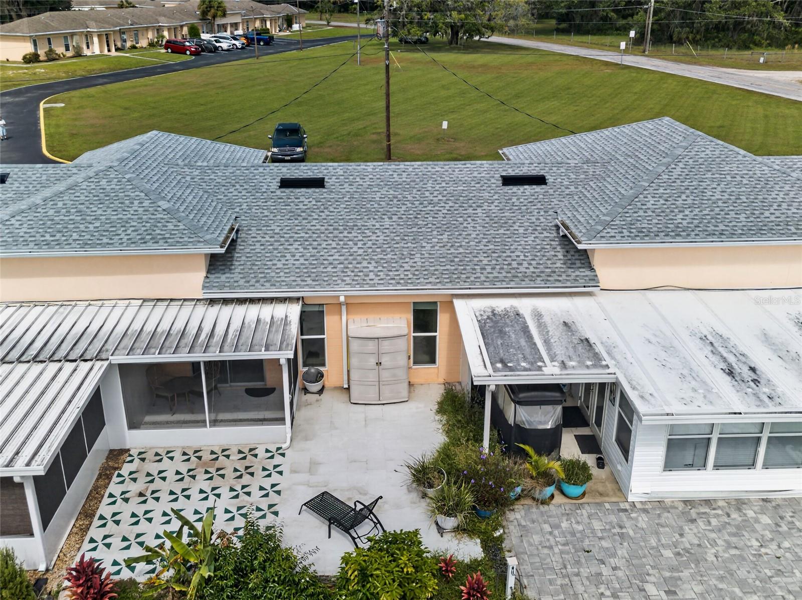 Aerial looking at the back of the home.