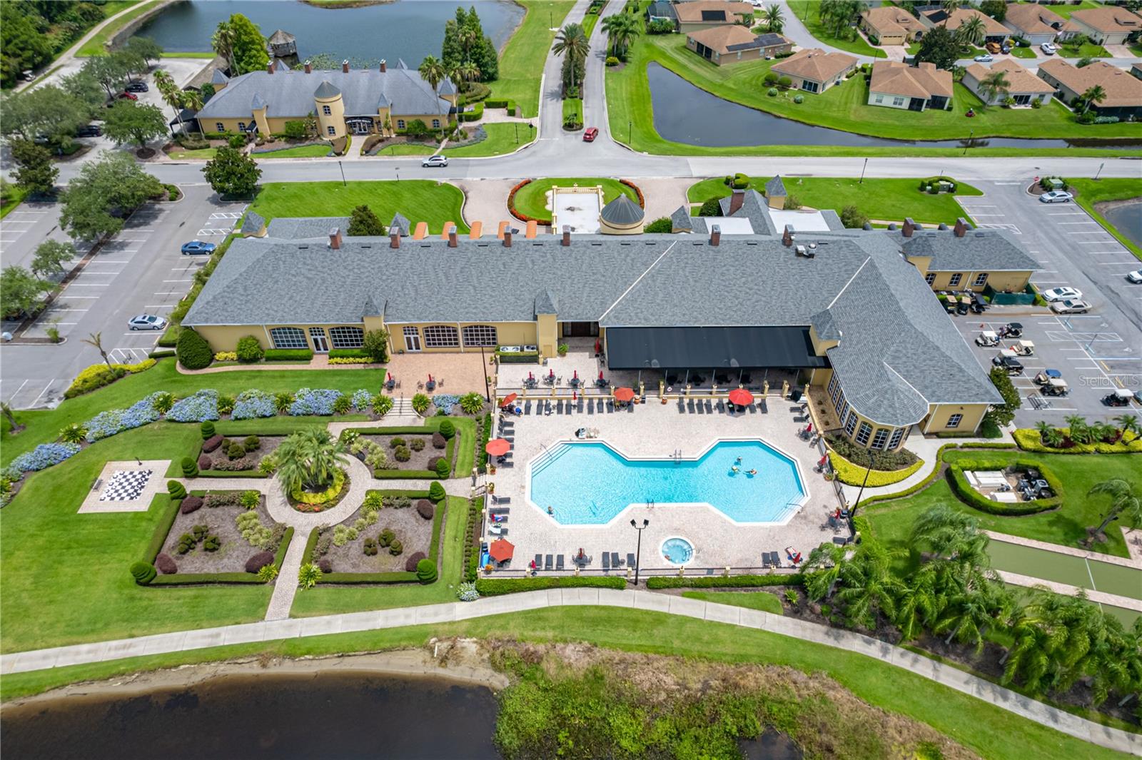 Back of clubhouse with outdoor pool