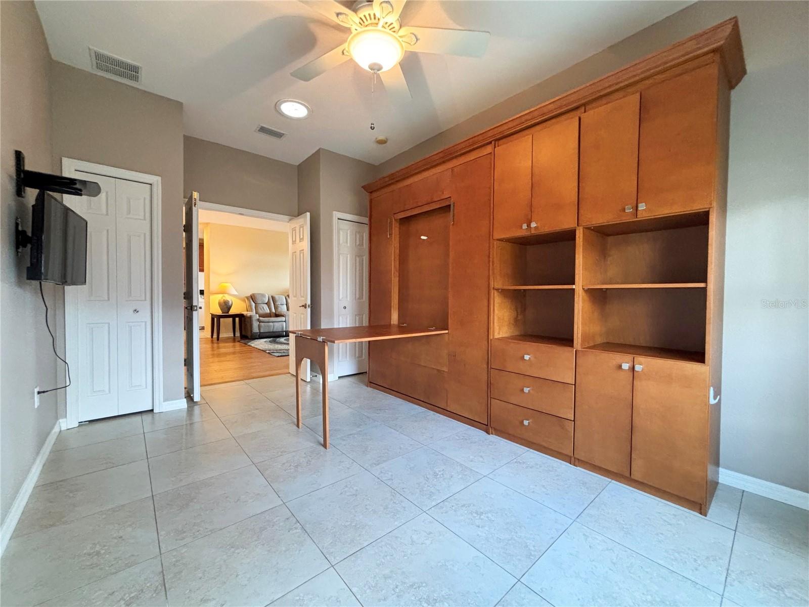 Desk Option on Wall Unit in the Den