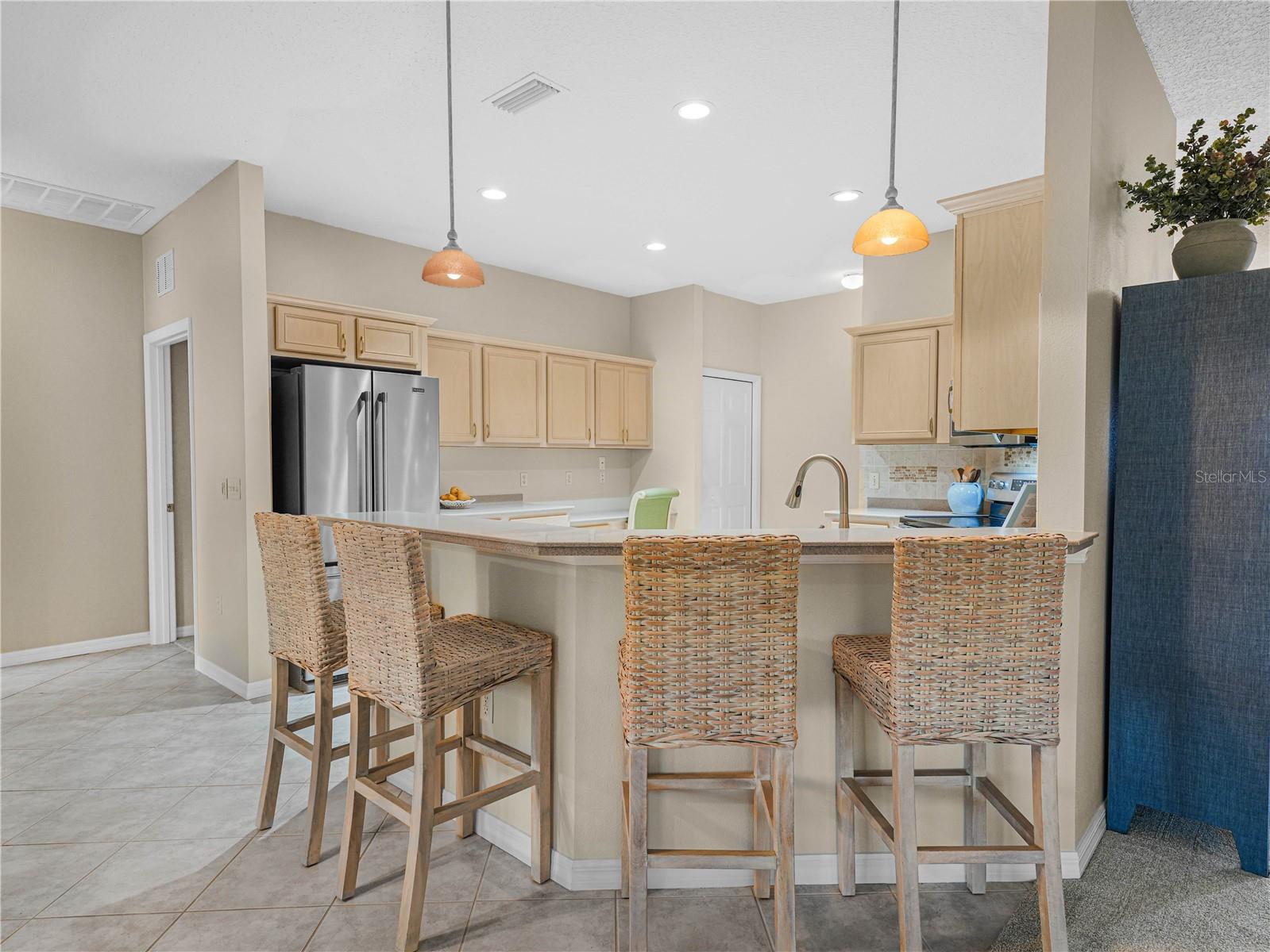 Breakfast Bar with Pendant Lighting