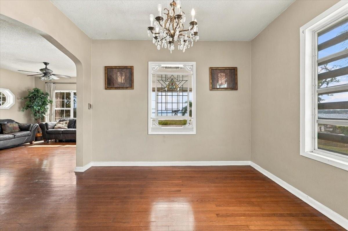 Ornate stained-glass in dining room