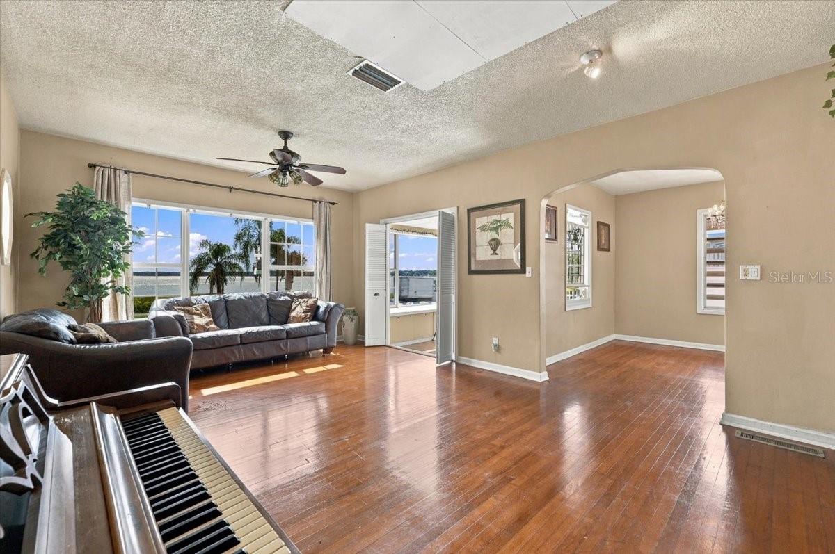 Living room w original hardwood floors