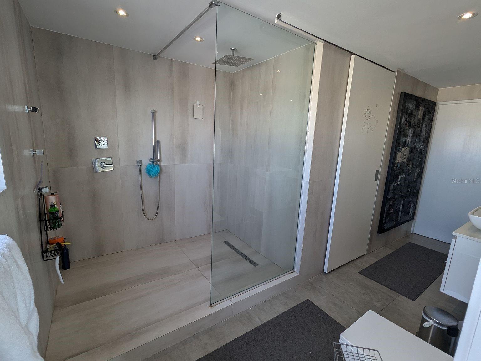 Primary bath  walk-in glass shower
