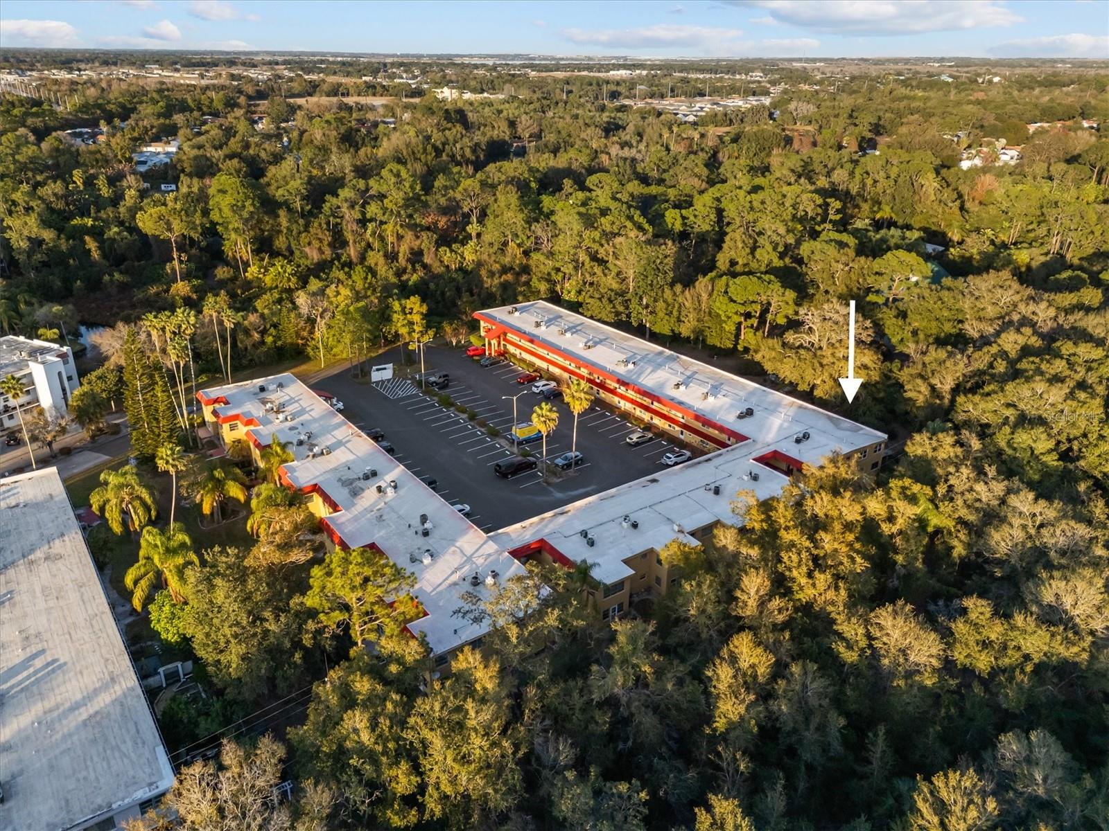 Aerial of the building