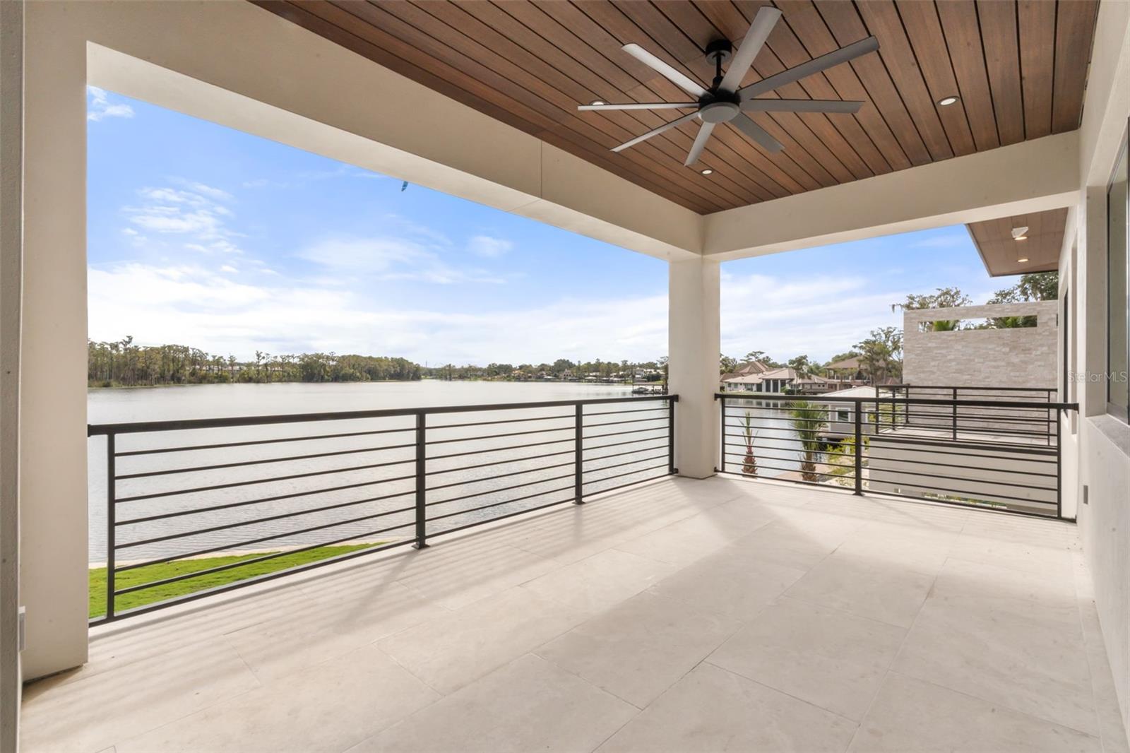 Balcony off the Entertaining Room with lake views