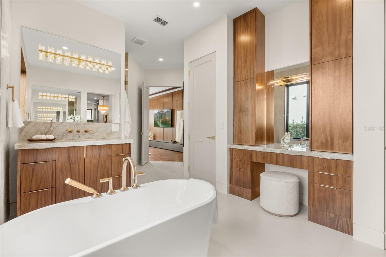 Dual vanities and make up station