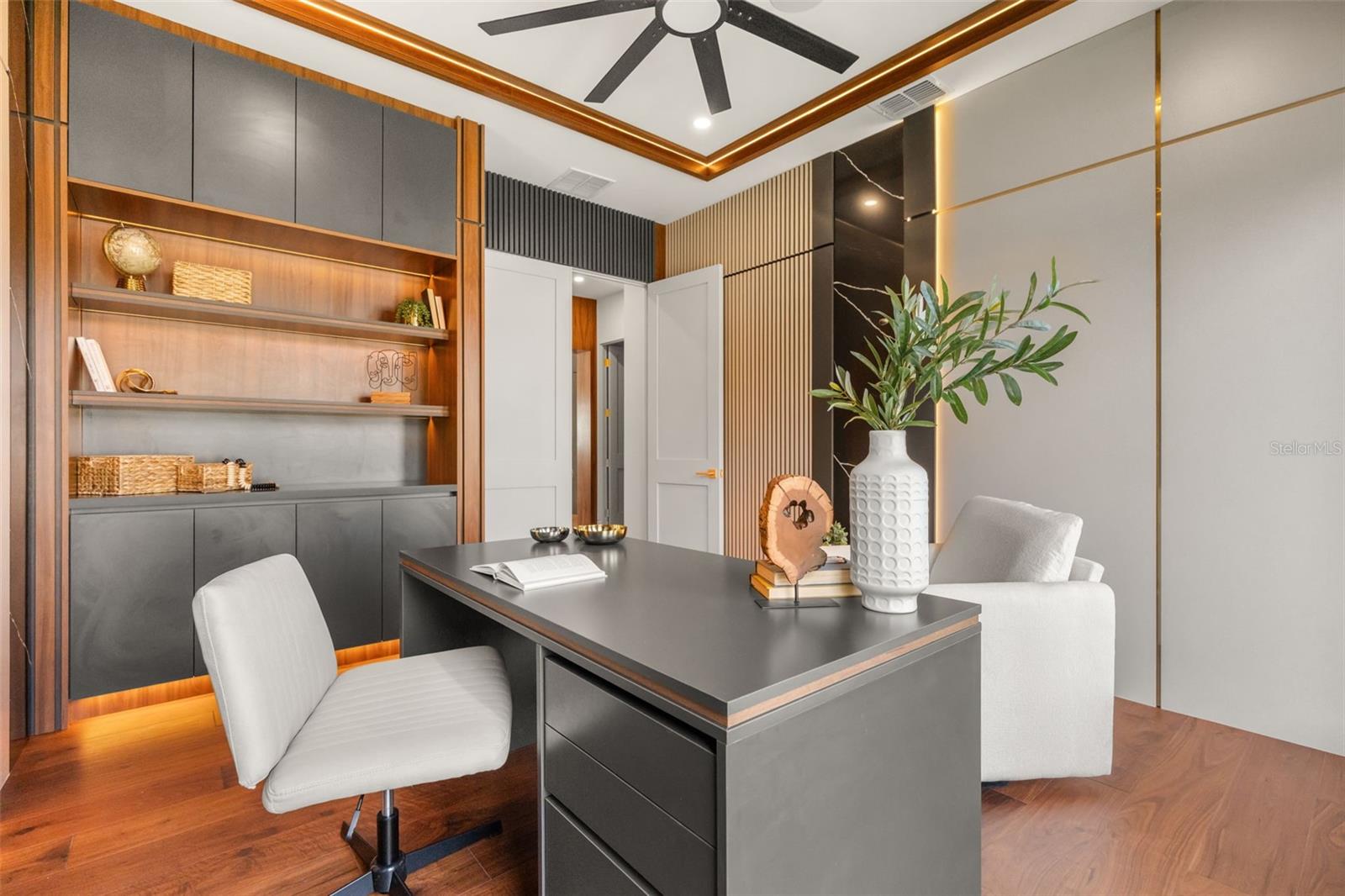 Custom cabinets and accent walls