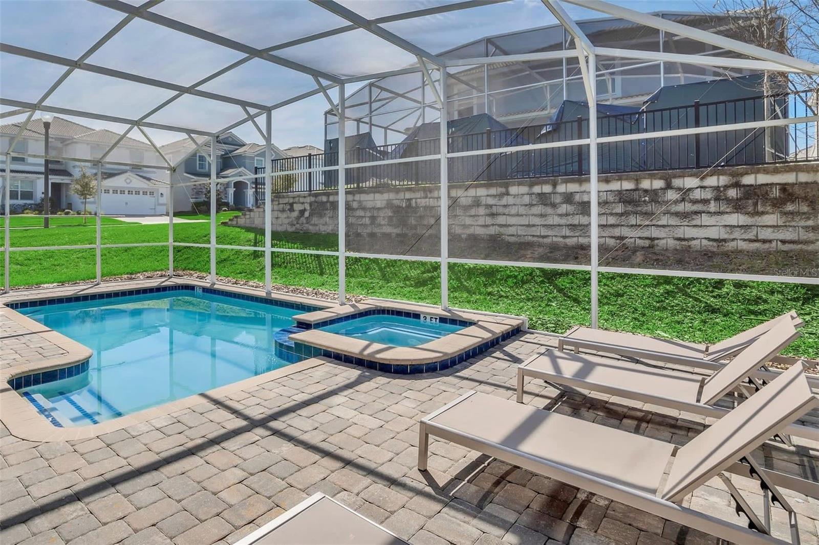 Pavered pool deck