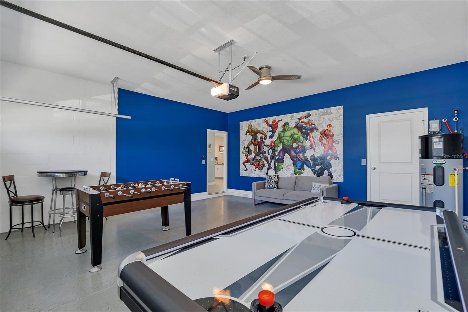 Garage currently used as additional game room