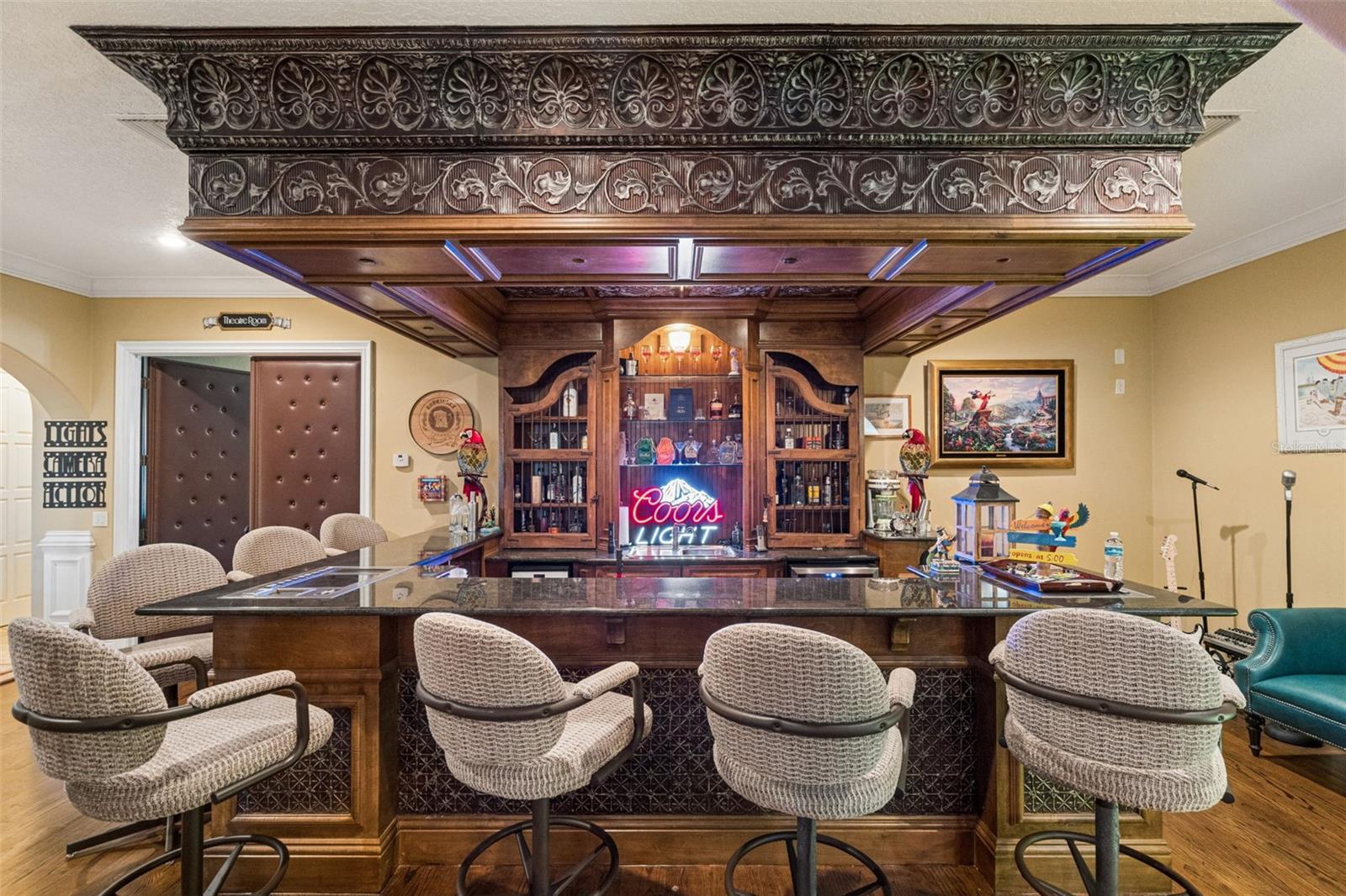 Full bar in the game room