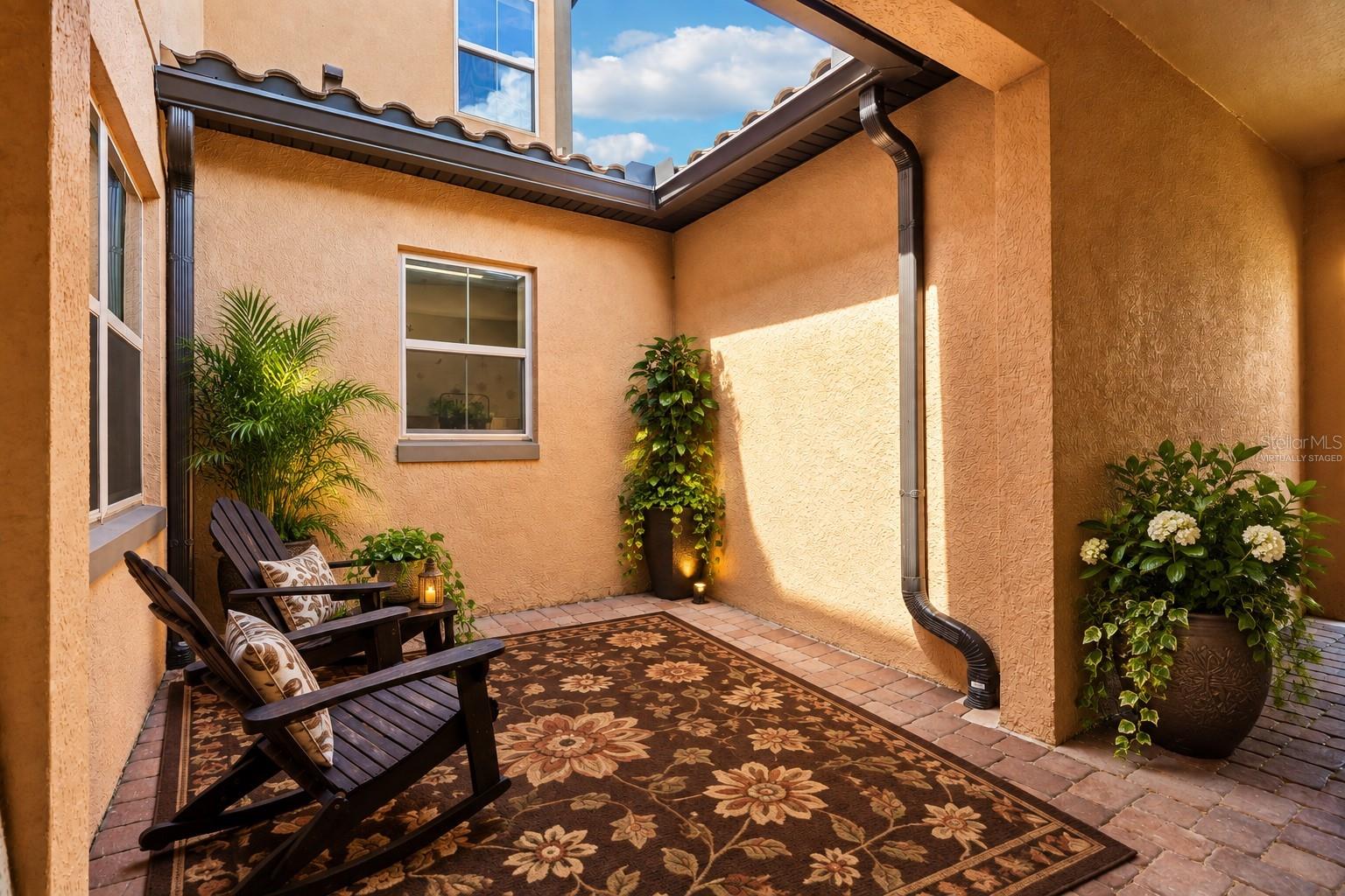 Entry Courtyard: Virtually Staged