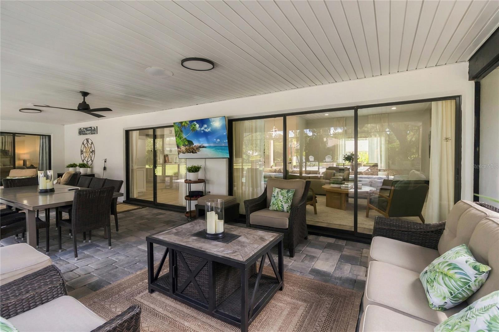 Triple and dual Sliding doors leading to the patio