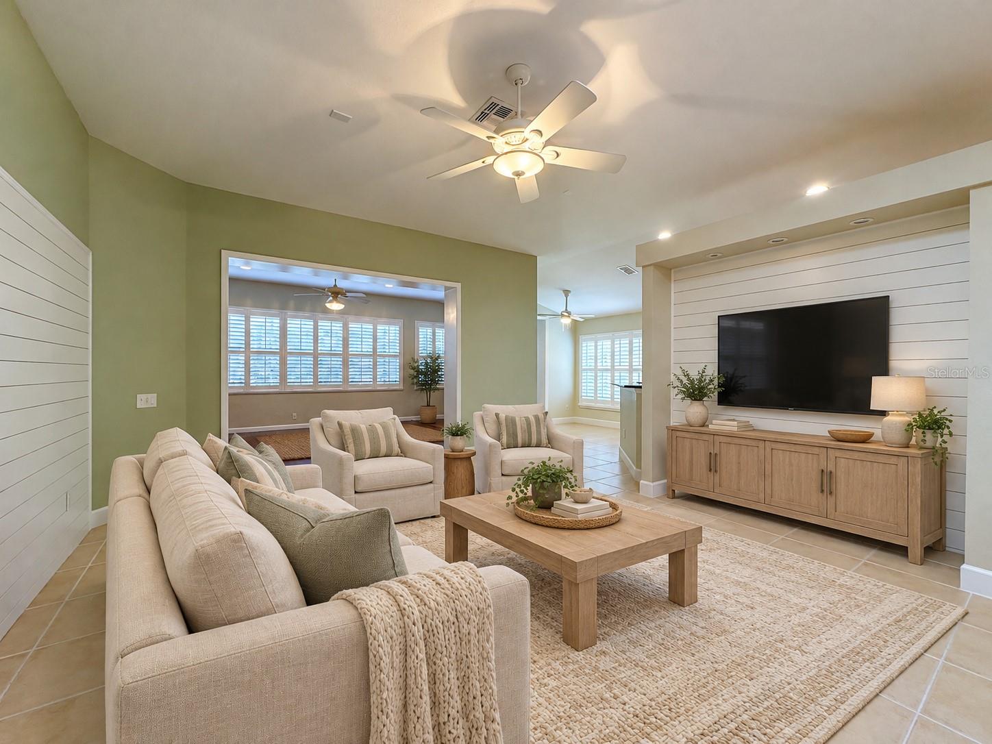 Family room staged