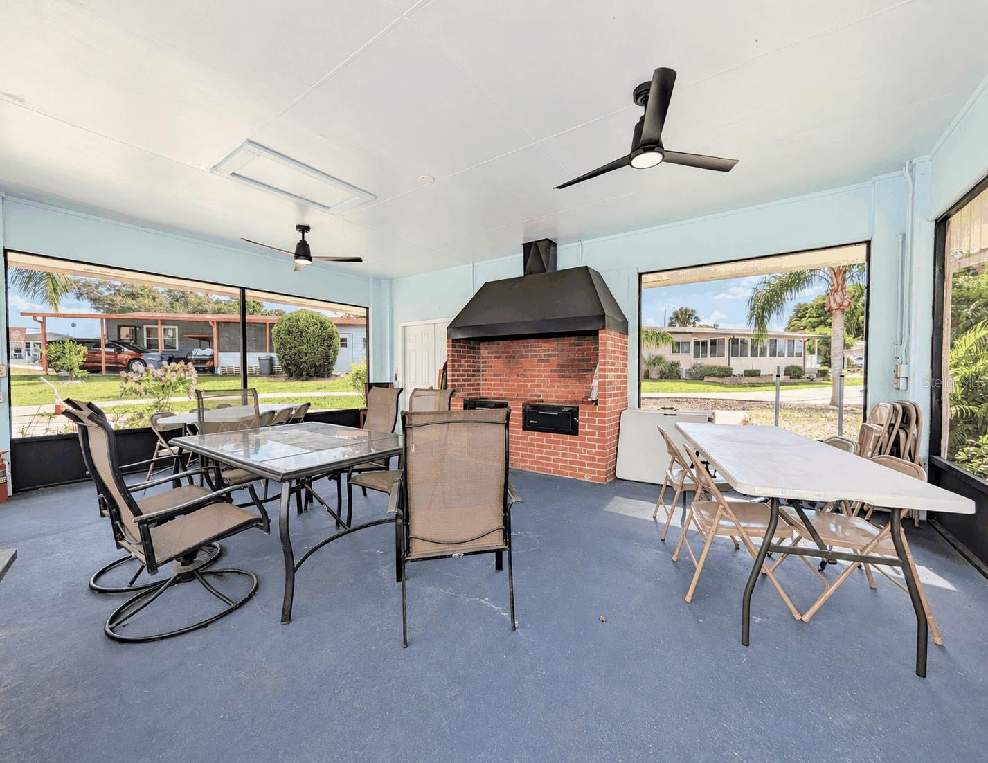 Community Screened Room with Fireplace
