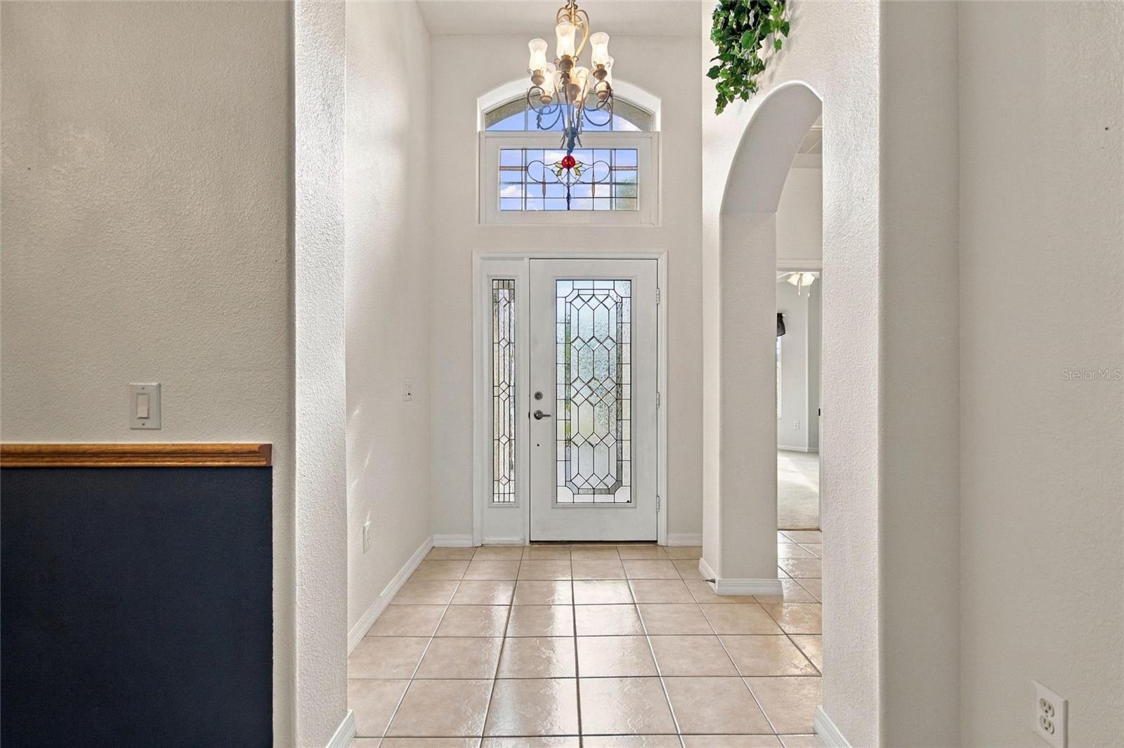 Vintage transom window above front door