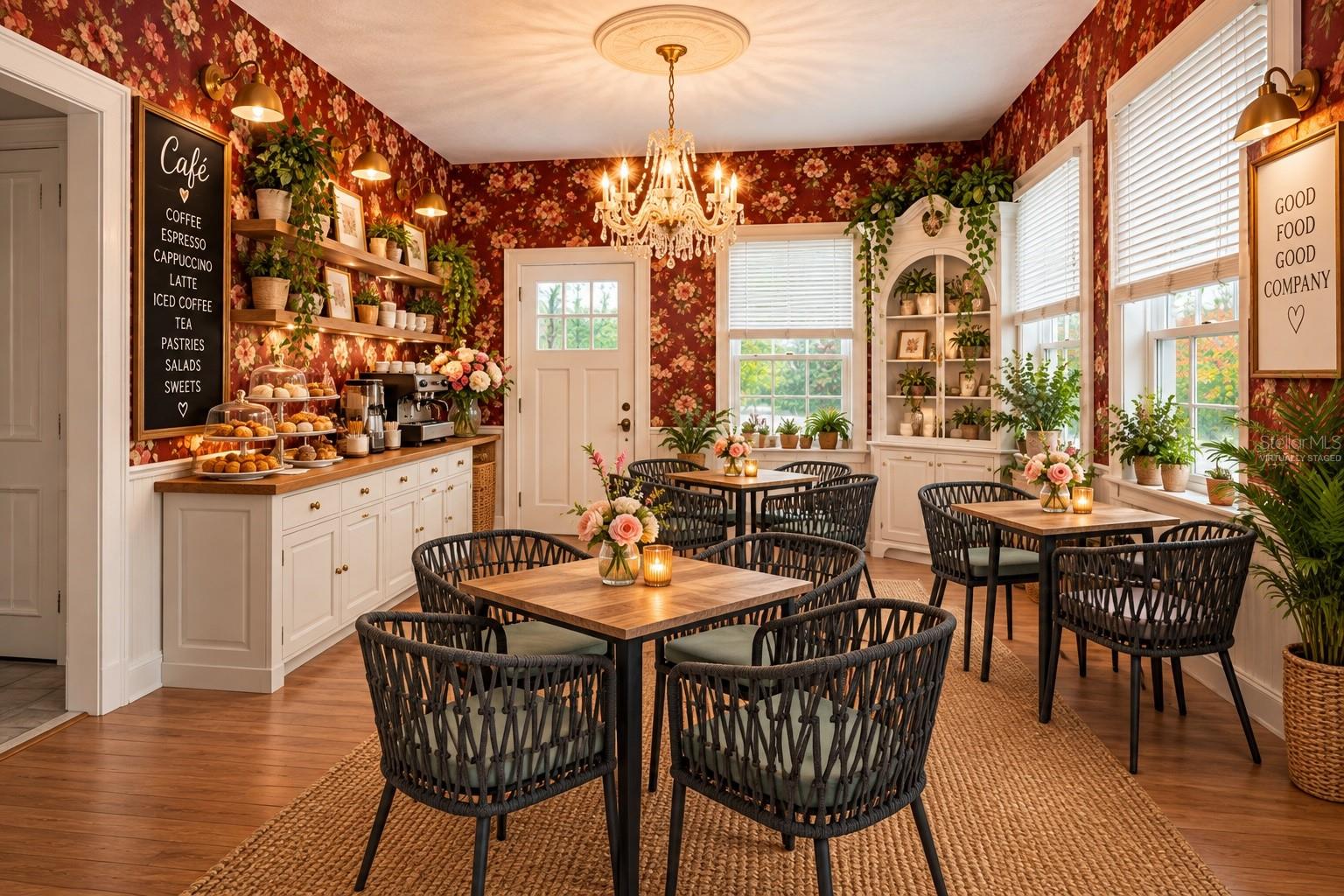 Dining Room (virtually staged as a cafe)