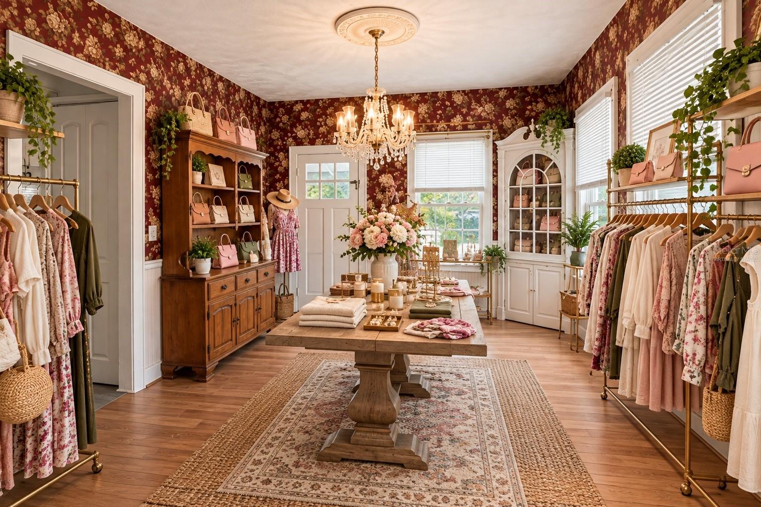 Dining Room (virtually staged as a boutique)