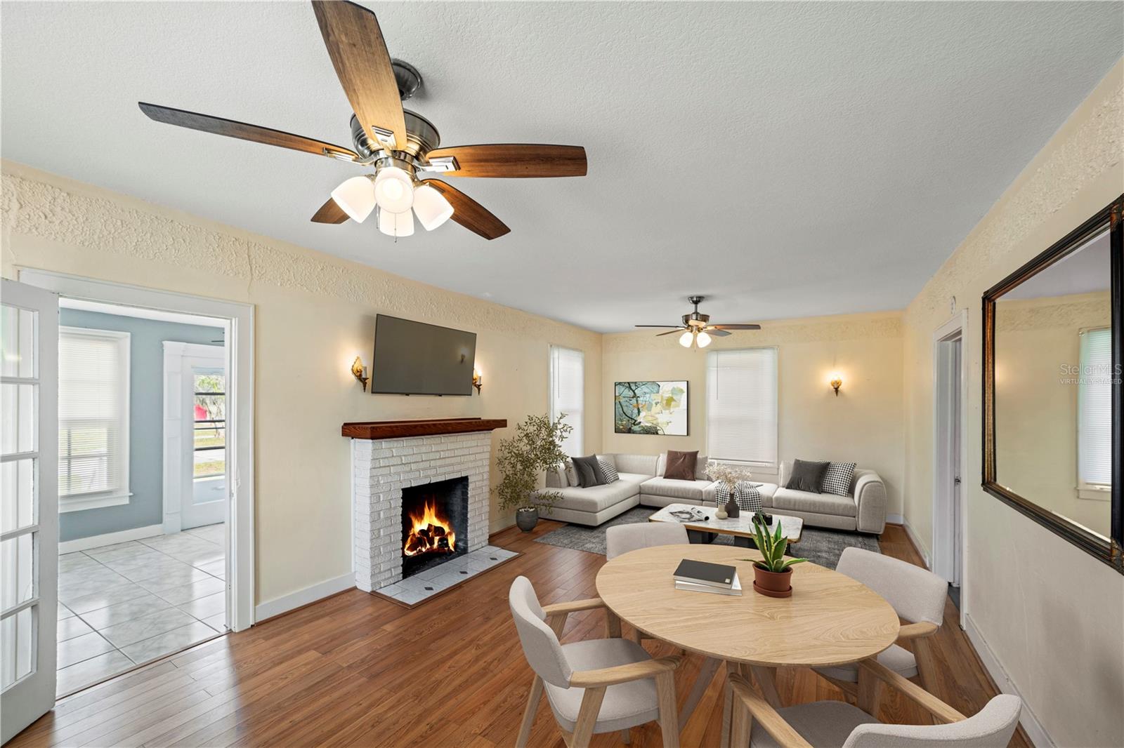 Living room (virtually staged as residential)