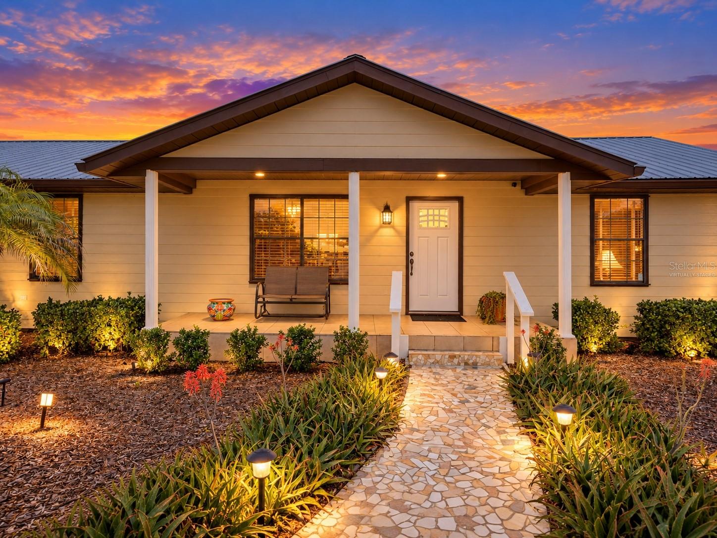 Virtually Staged Covered Front Entry