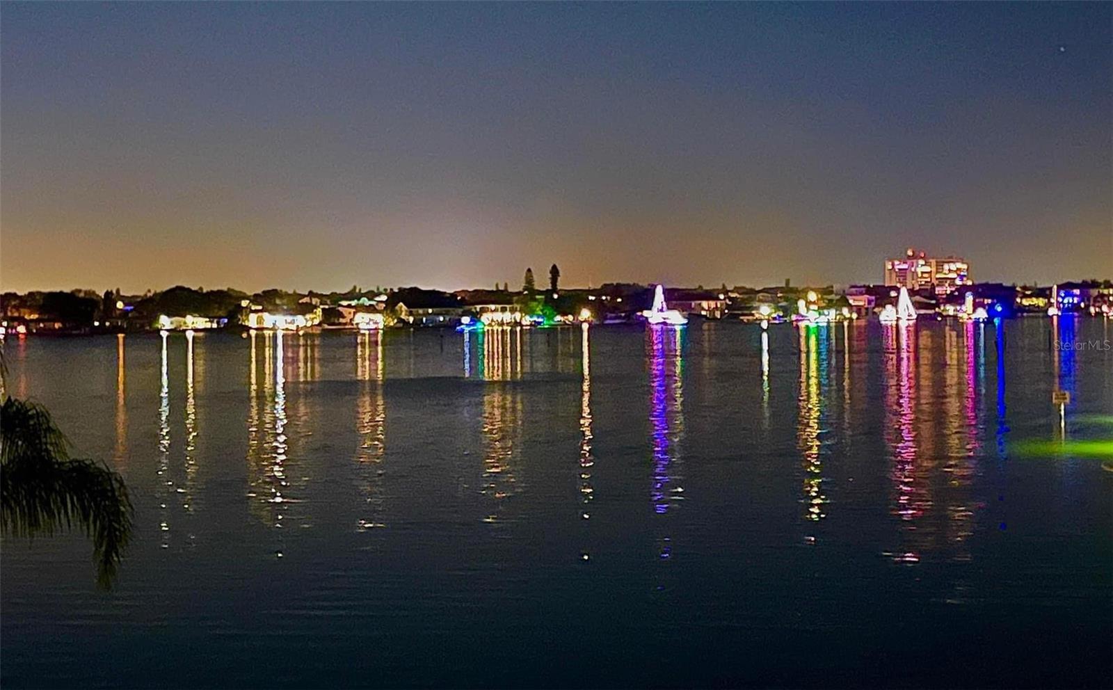 Holiday boat parade from the Florida room.