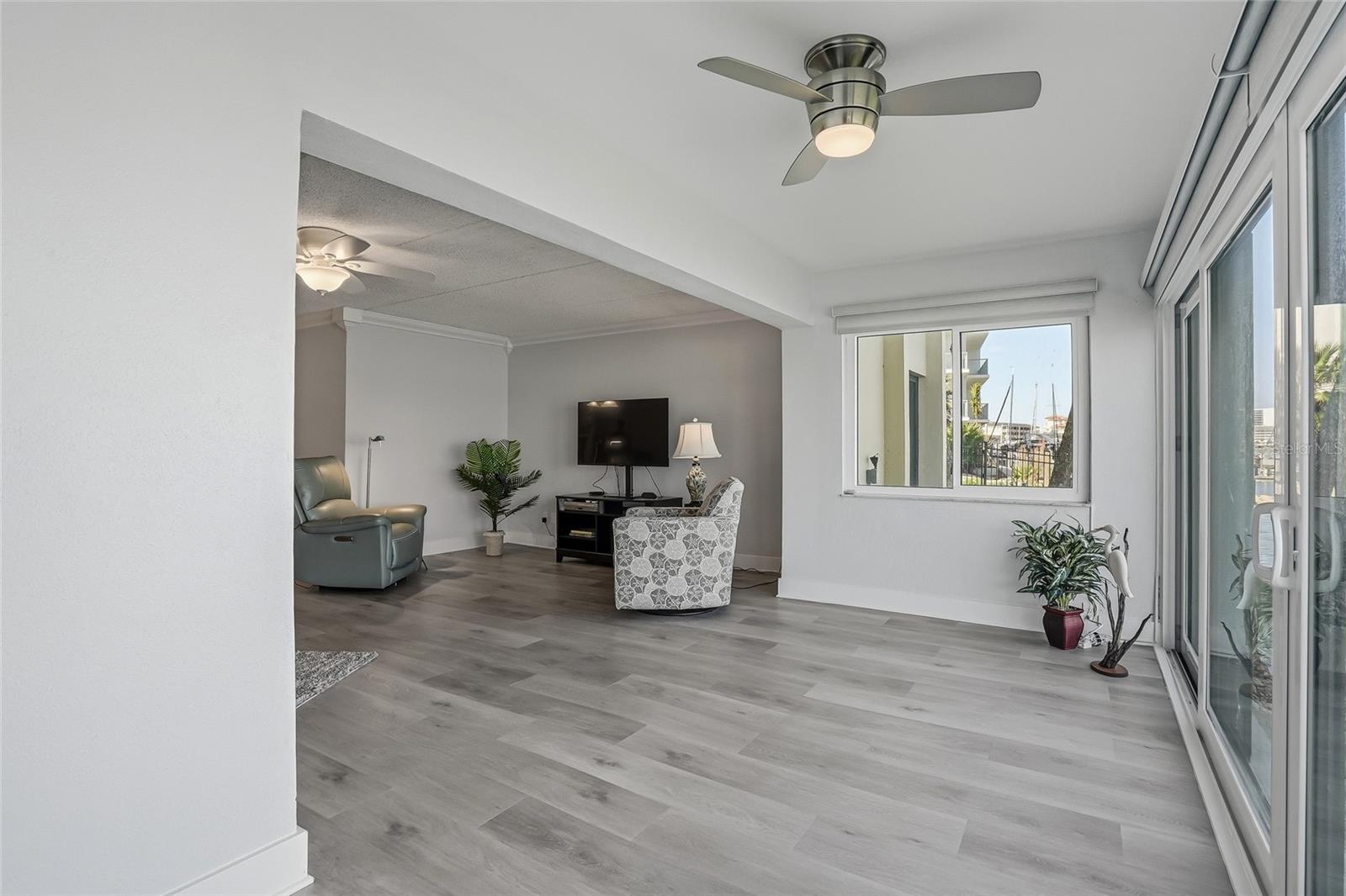 Sunroom and living room