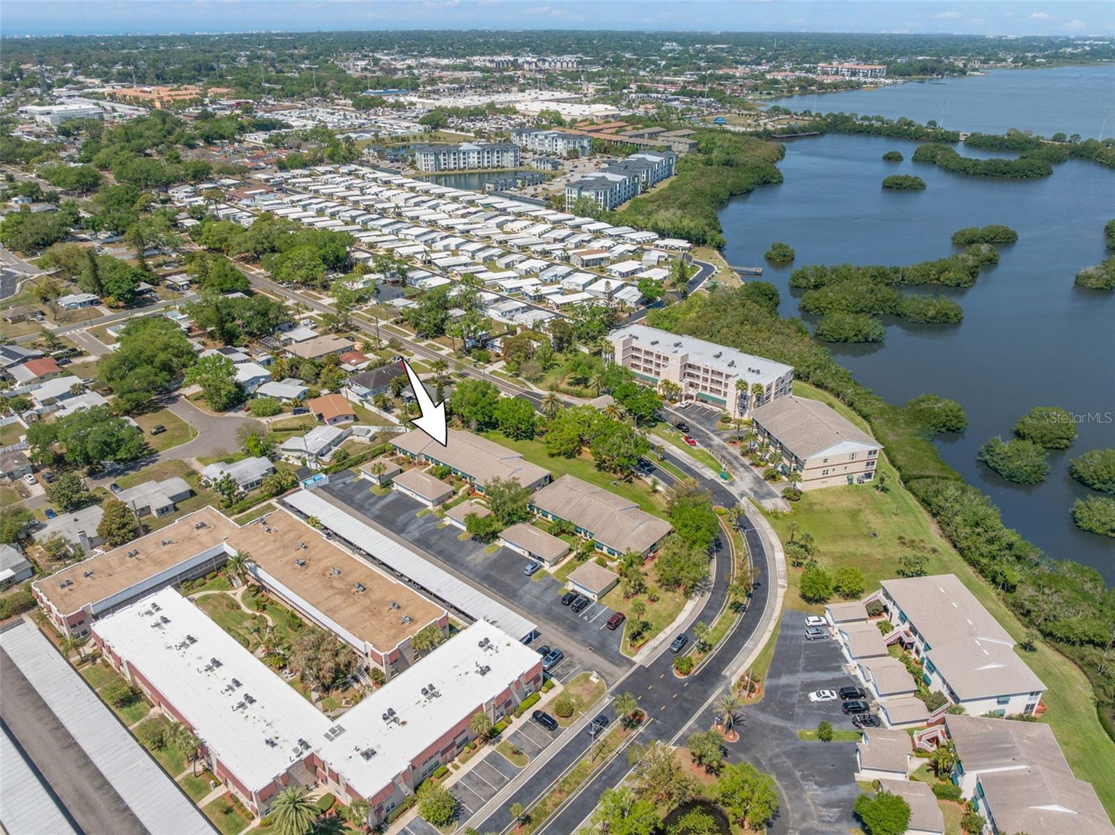 Additional aerial view showing the property location.