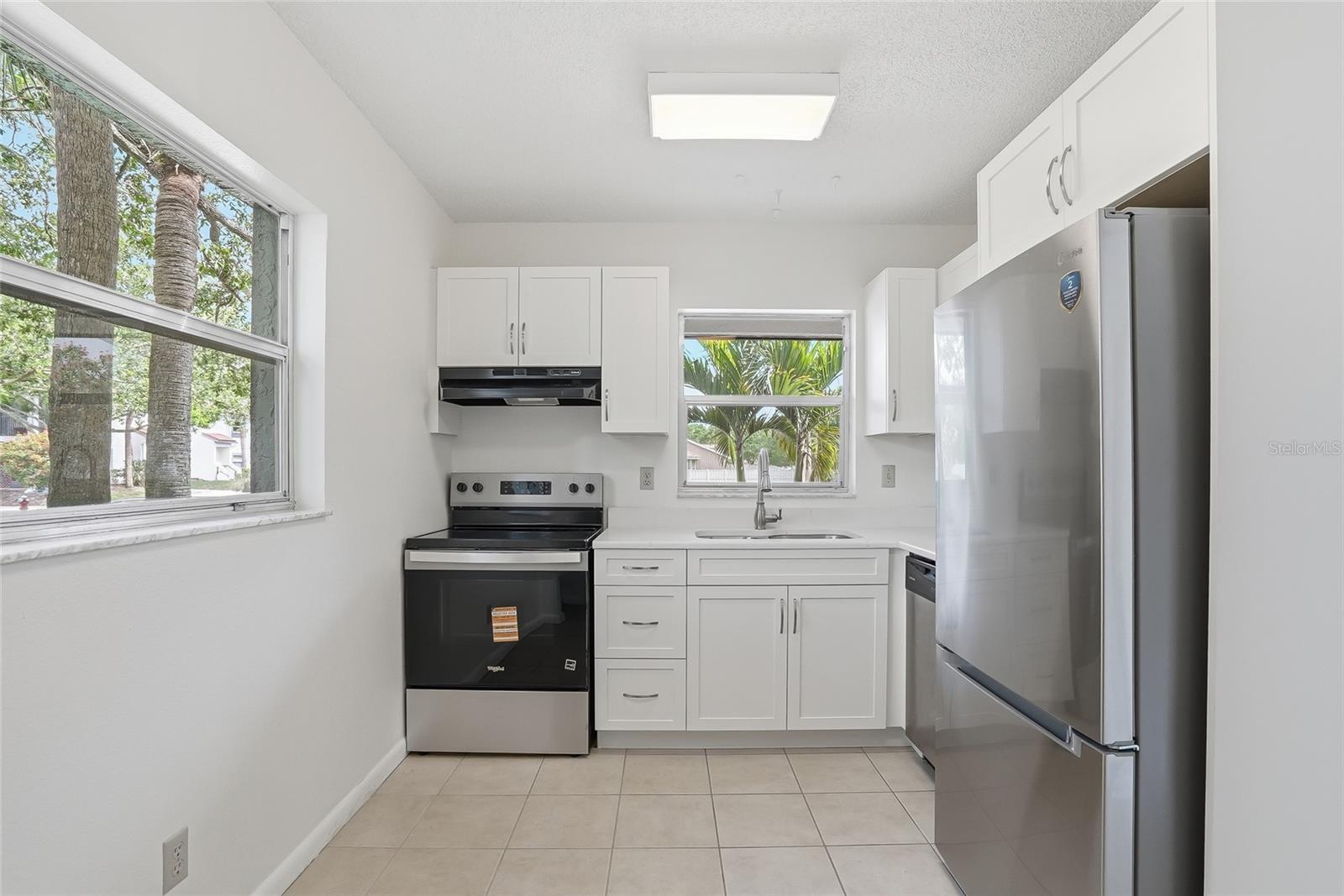 Lots of natural light in the kitchen