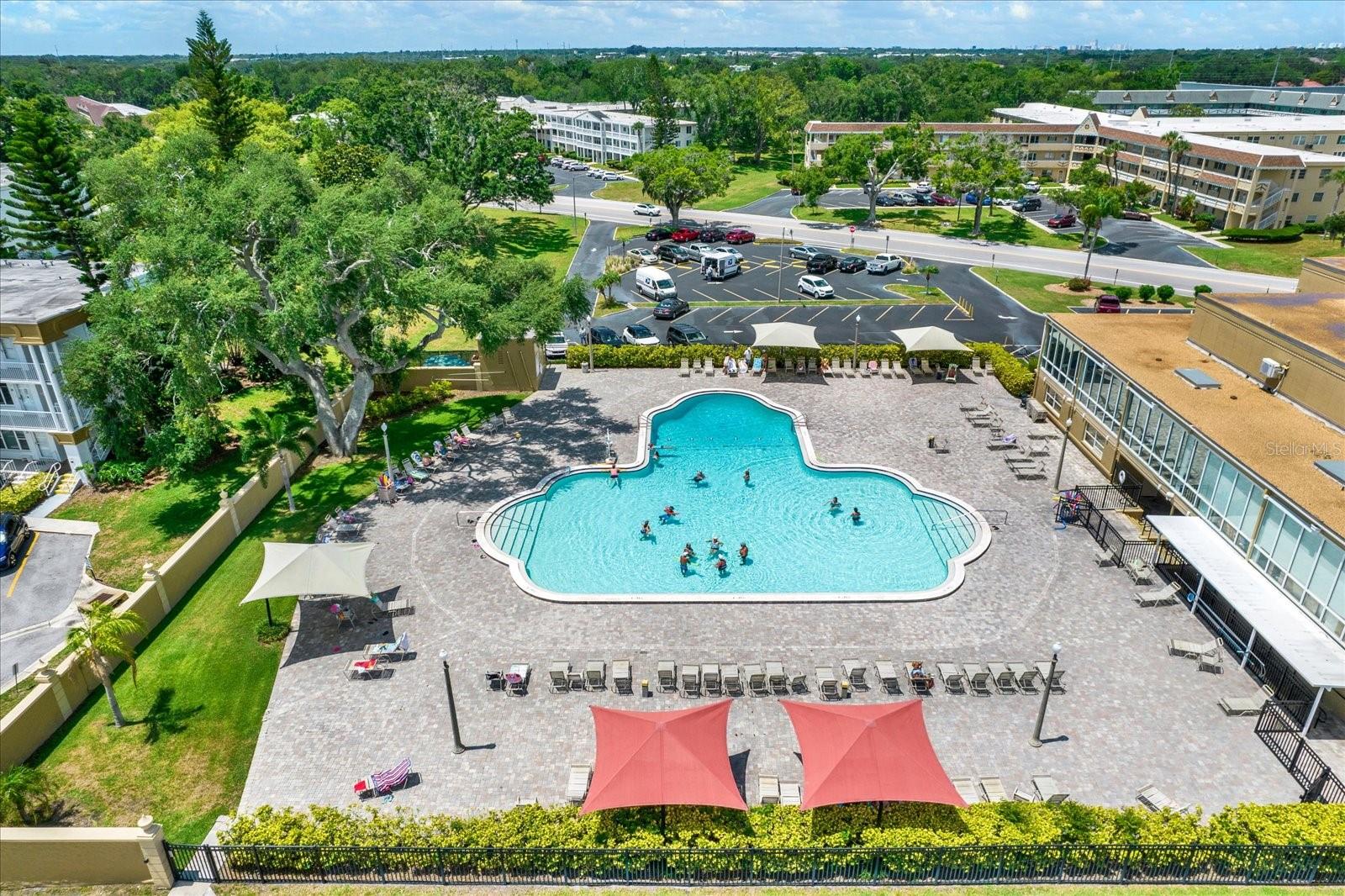 Aerial-View-Resort-Style-Community-Pool-Lounge-Deck-Clearwater-FL-33763