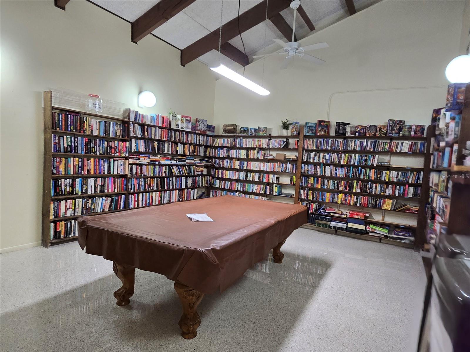 Club house pool table and library