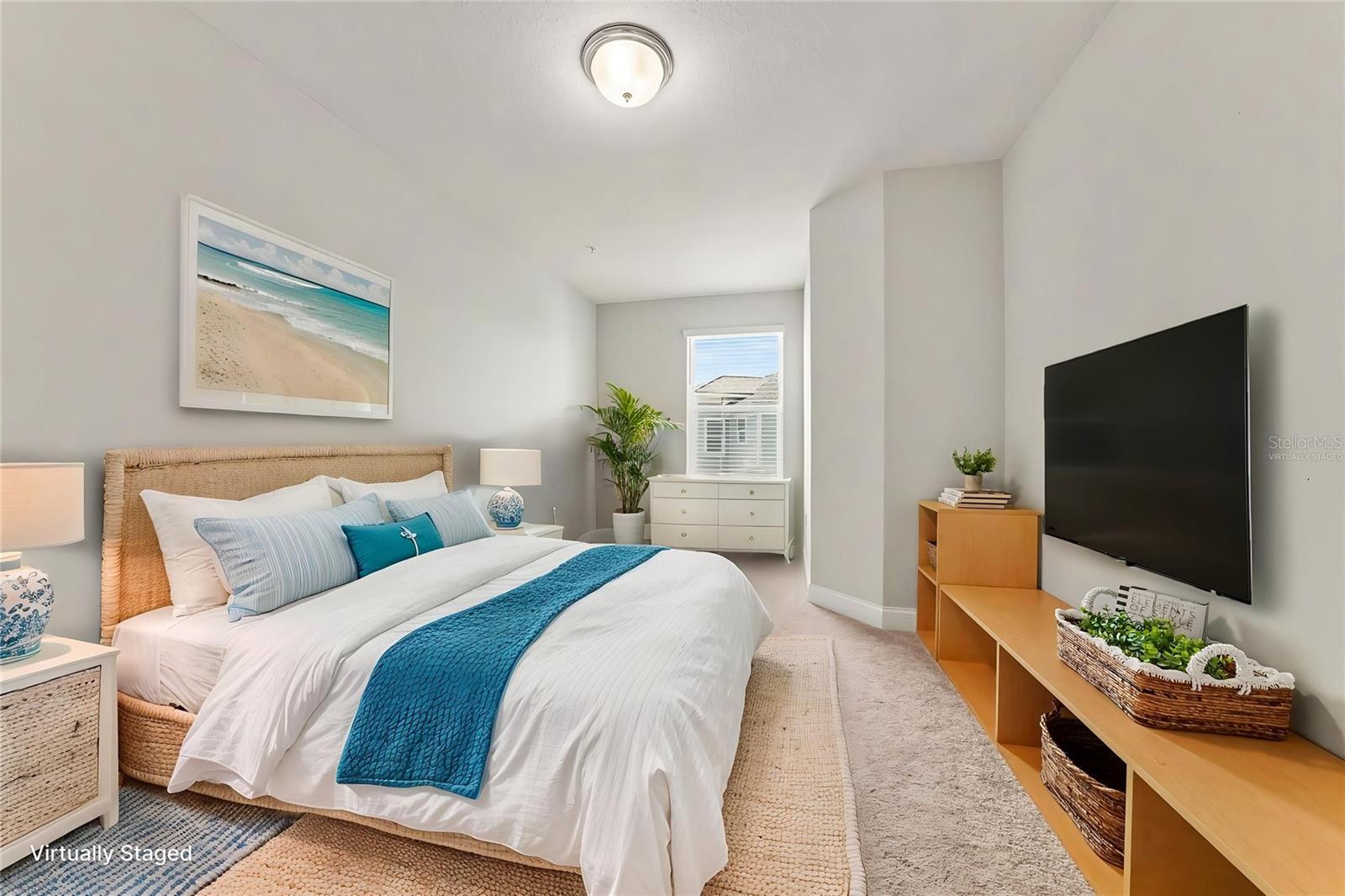 Virtually staged guest bedroom