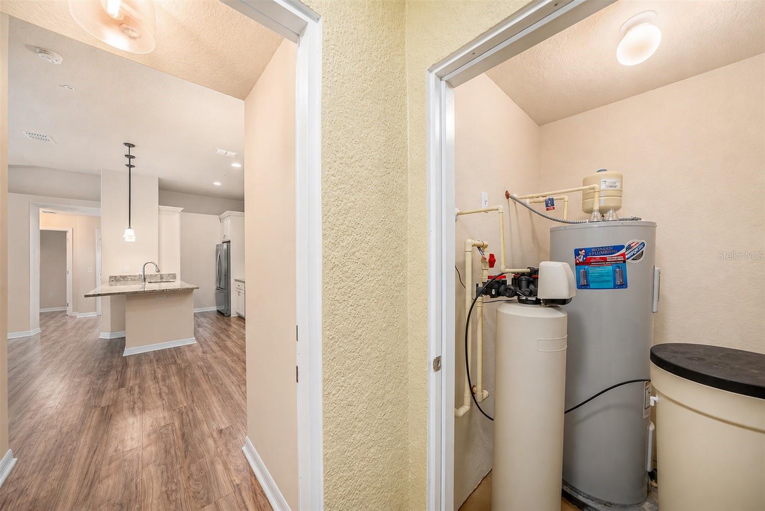 Water heater and water softener.