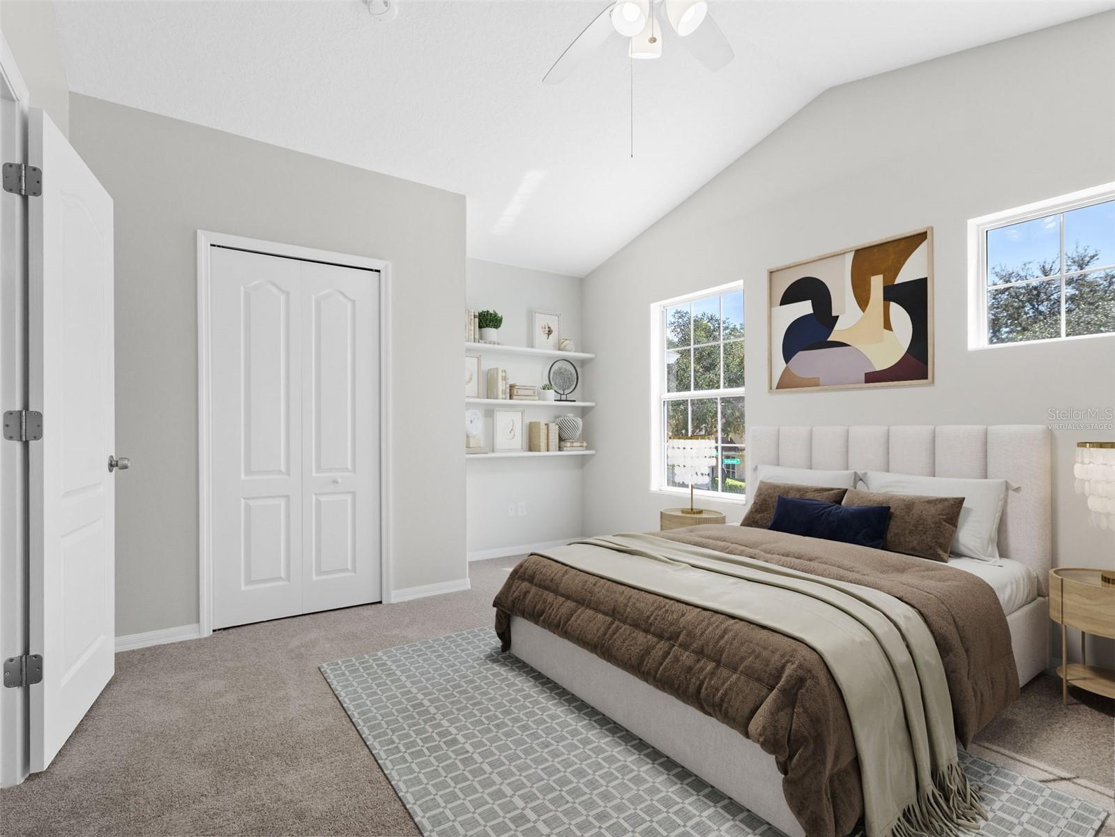 Virtually stagedUpstairs bedroom