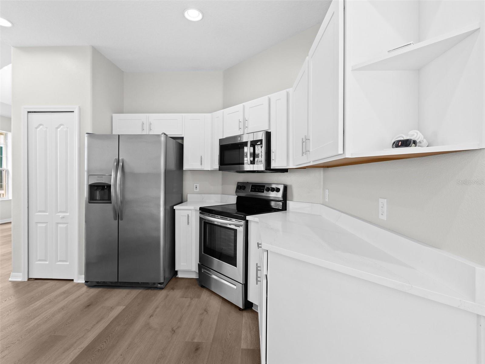 Kitchen with stainless steel appliances