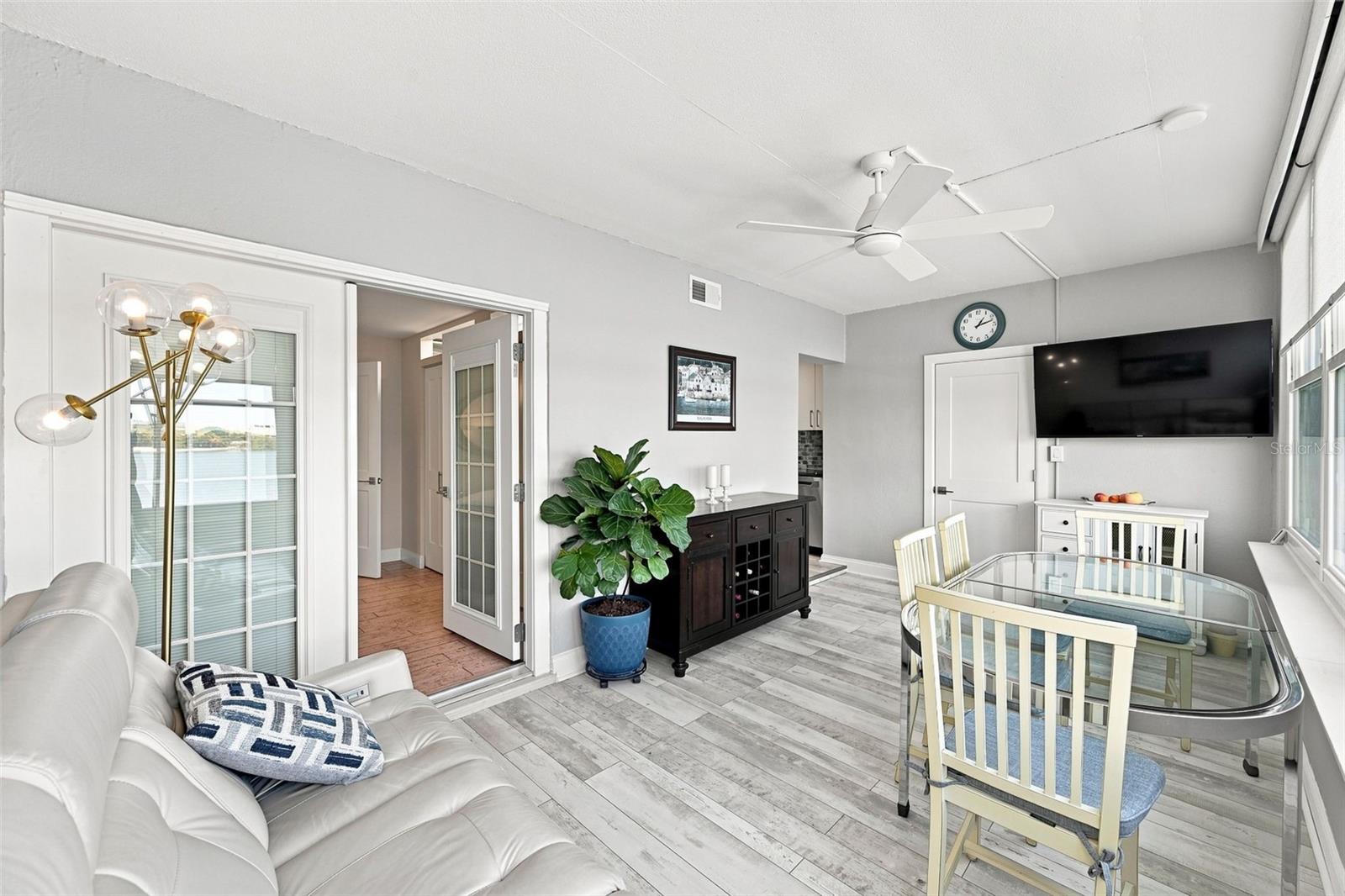 The family room, looking in from the waterfront view!