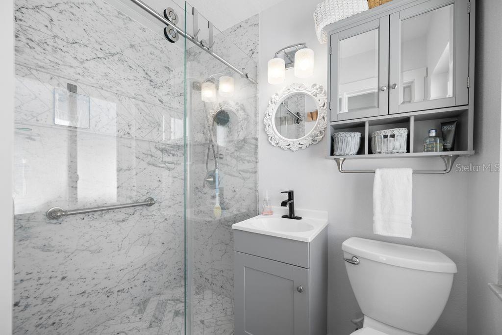 Modern and Updated En-Suite Primary Bathroom - Walk-In Shower