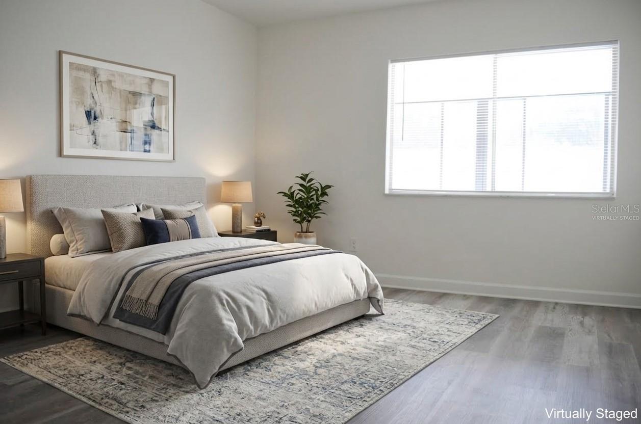 virtually staged primary bedroom