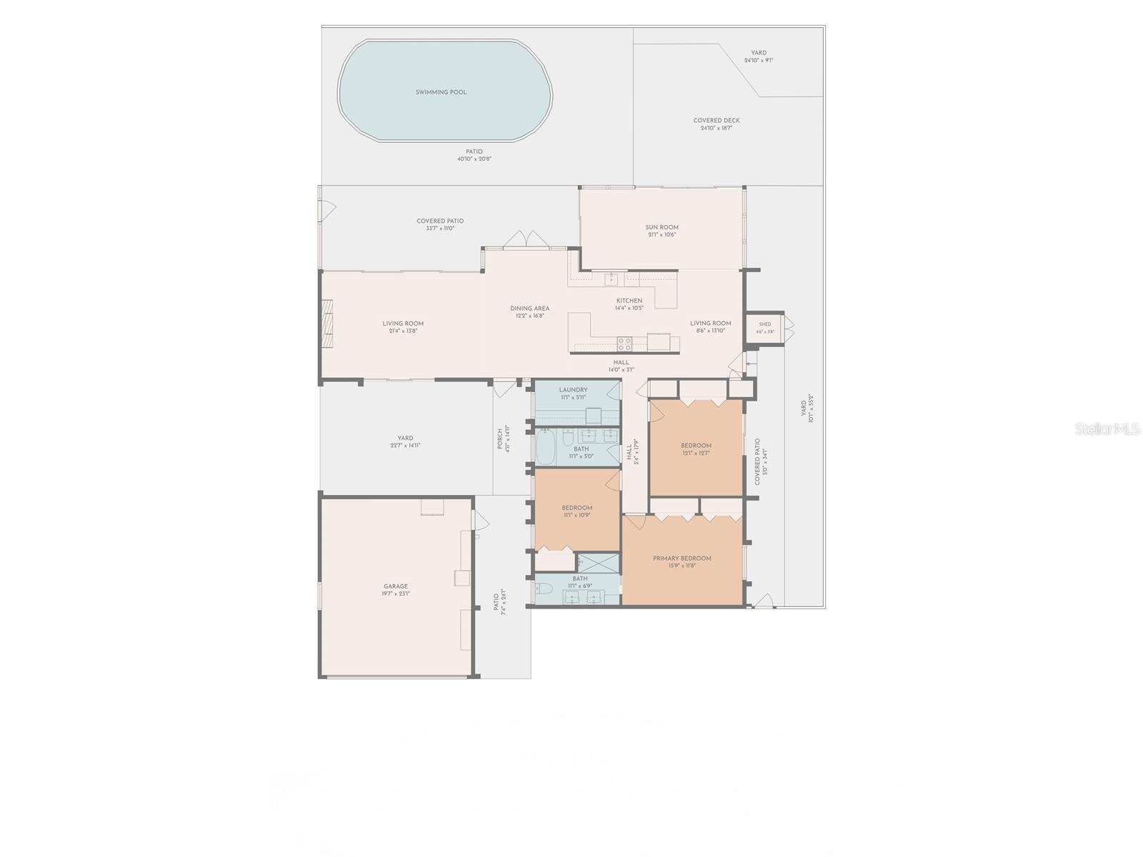 Floor plan with approximate measurements.
