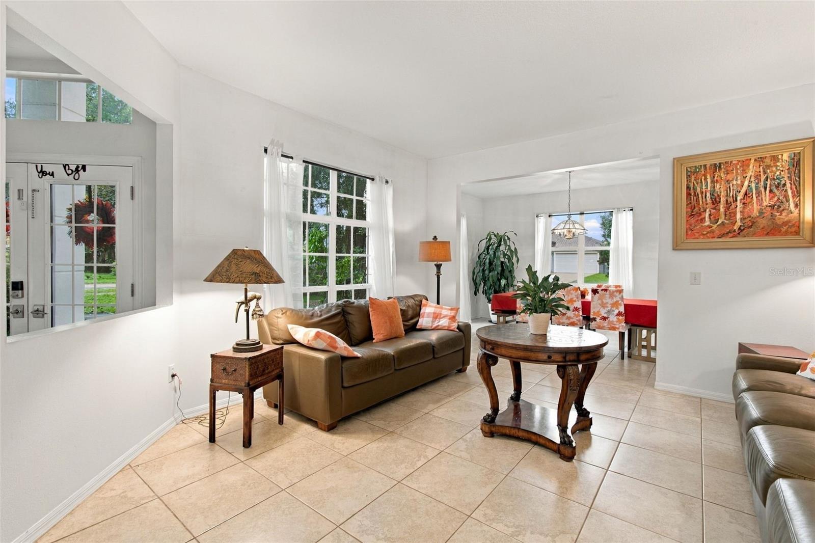 Easy care tile flooring on bottom level of home