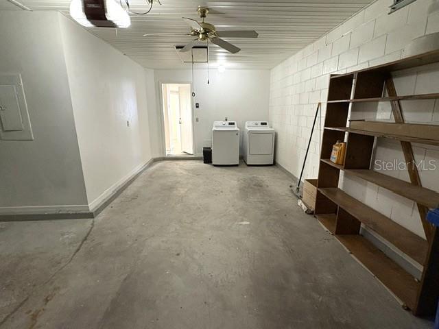 Washer and dryer located in the garage, door leads into the kitchen for easy access.