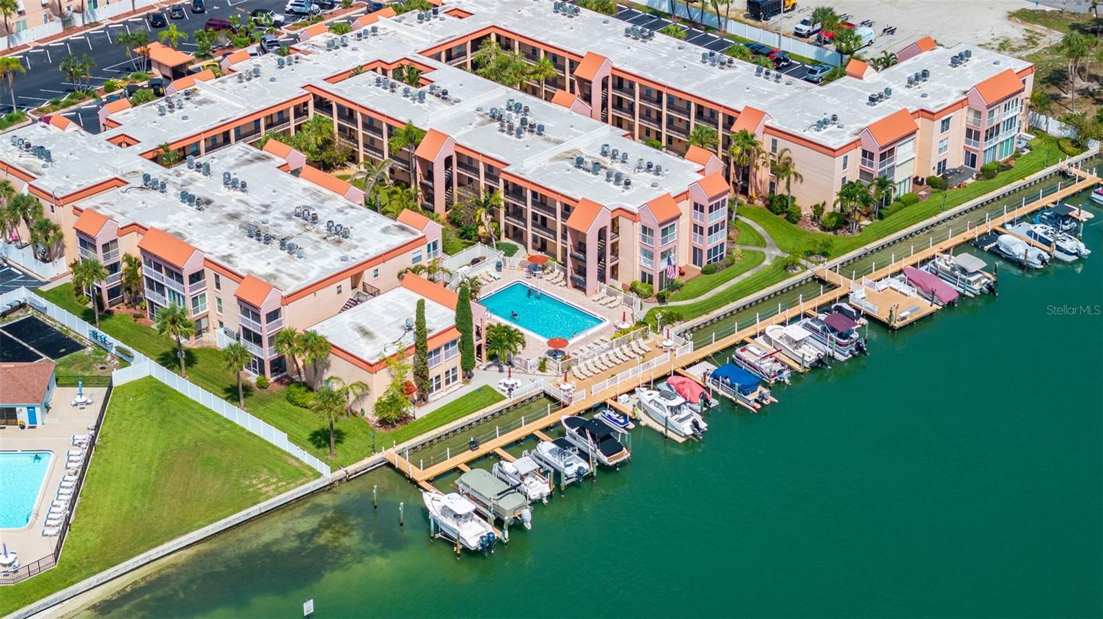 aerial view of community and new deck
