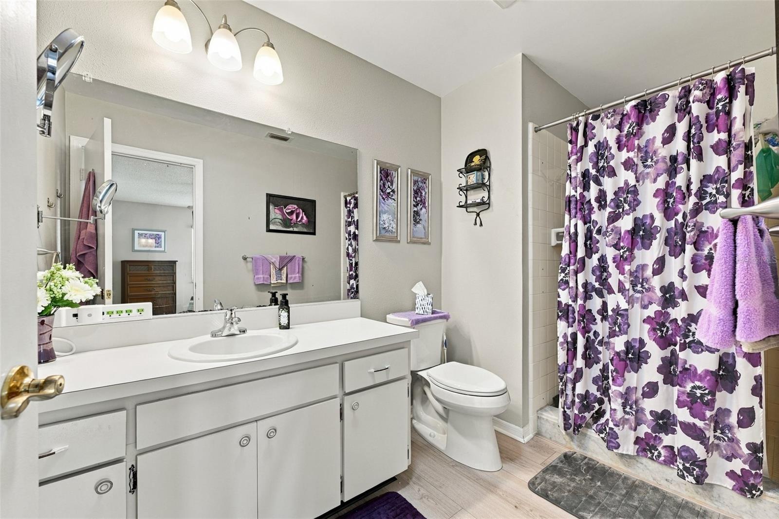 Primary ensuite bathroom has a shower, no tub.