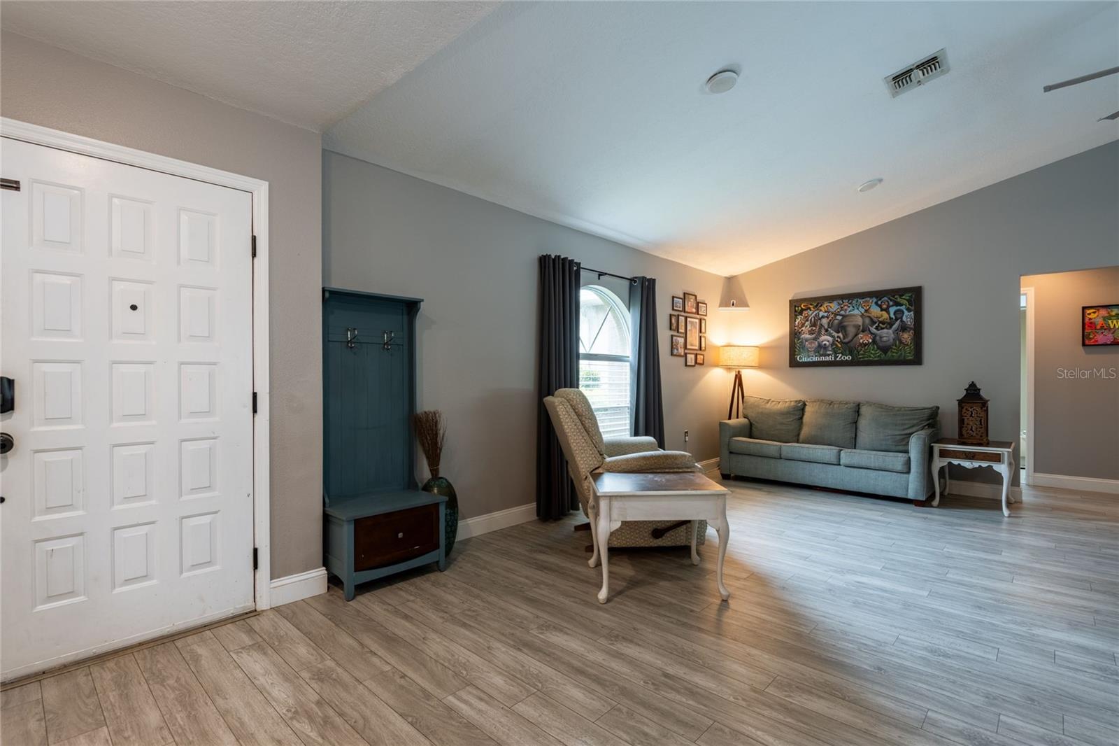 Foyer and front of great room.