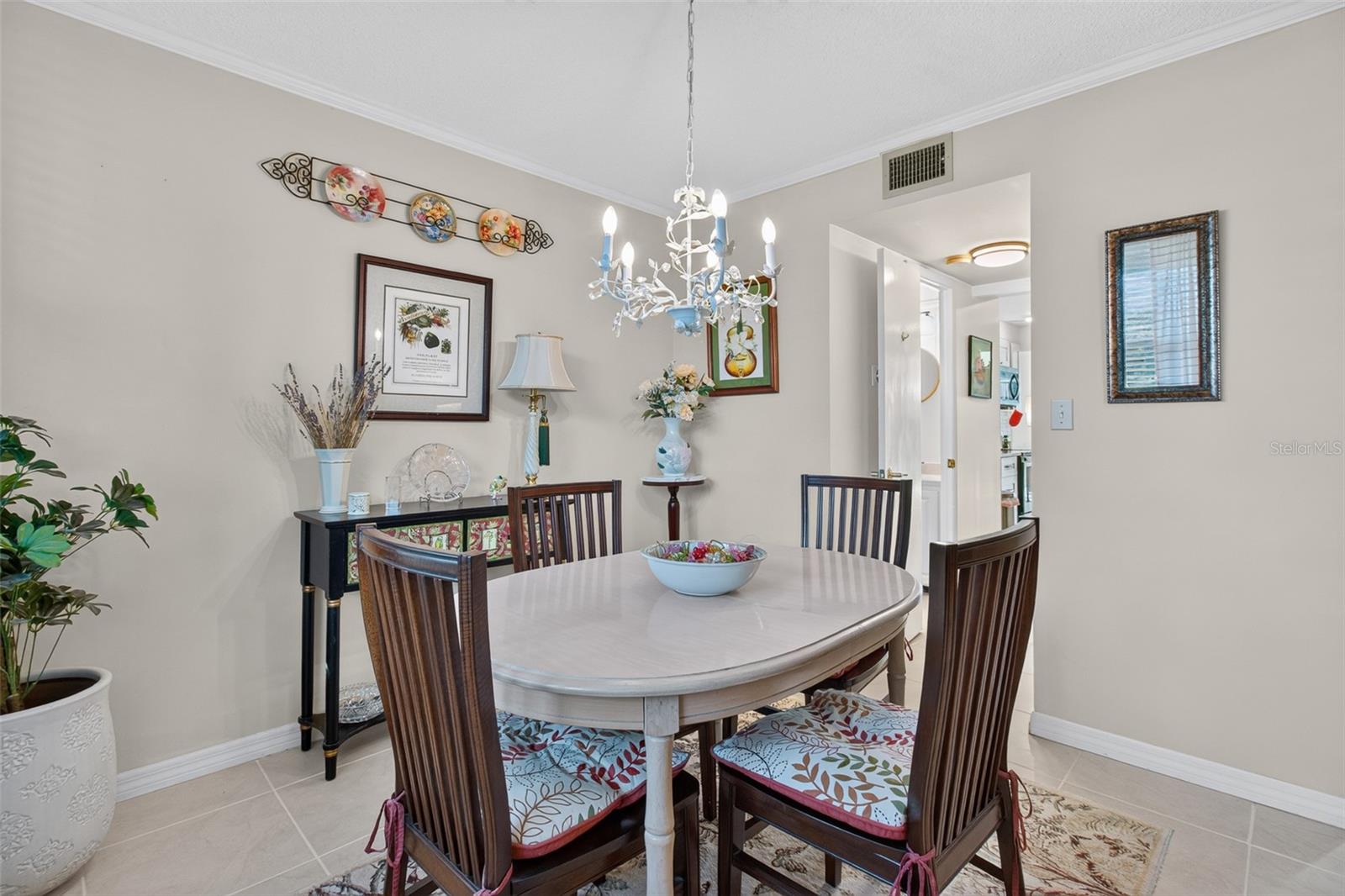 Dining room or convertible space for second bedroom with bath and closet in place.