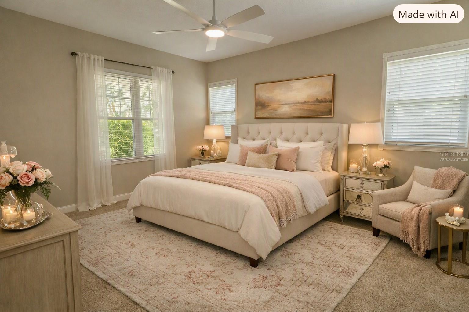 Virtually Staged Primary Bedroom