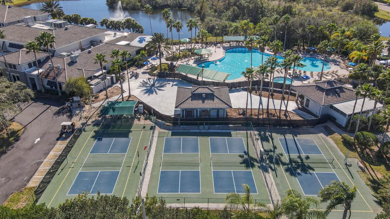 Pickleball courts and pool