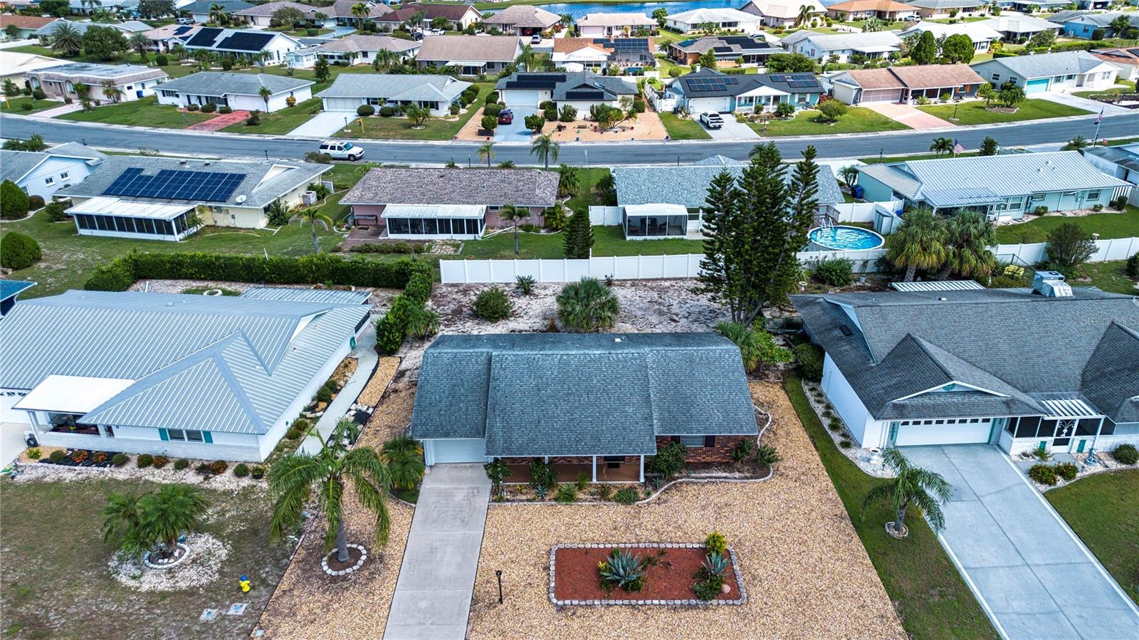 Aerial view of neighborhood