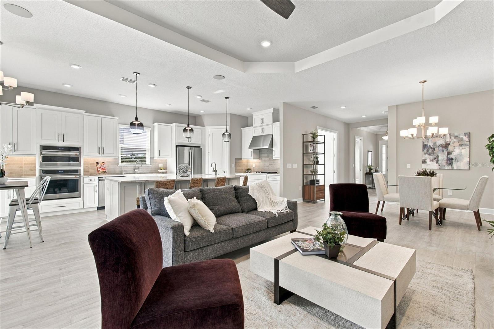 Open plan with combo great room, dining room, kitchen and casual dining area Open plan with combo great room, dining room, kitchen and casual dining area