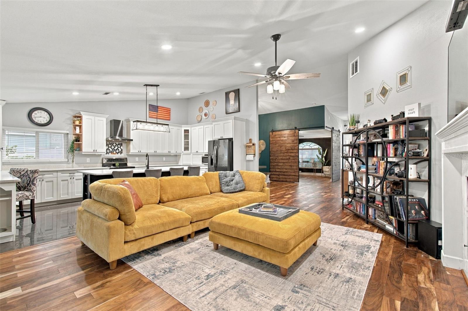 Open family room & kitchen